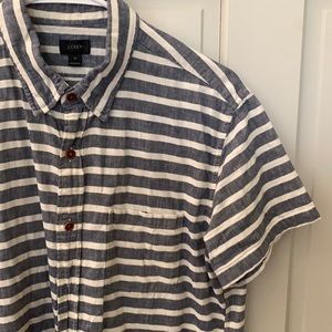 Men’s J.Crew Striped Cotton Shortsleeved Button Up Shirt